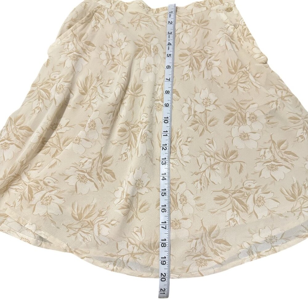 Vintage 90s Banana Republic Women Beige Floral Rayon Midi Skirt Size 2 - Picture 6 of 7